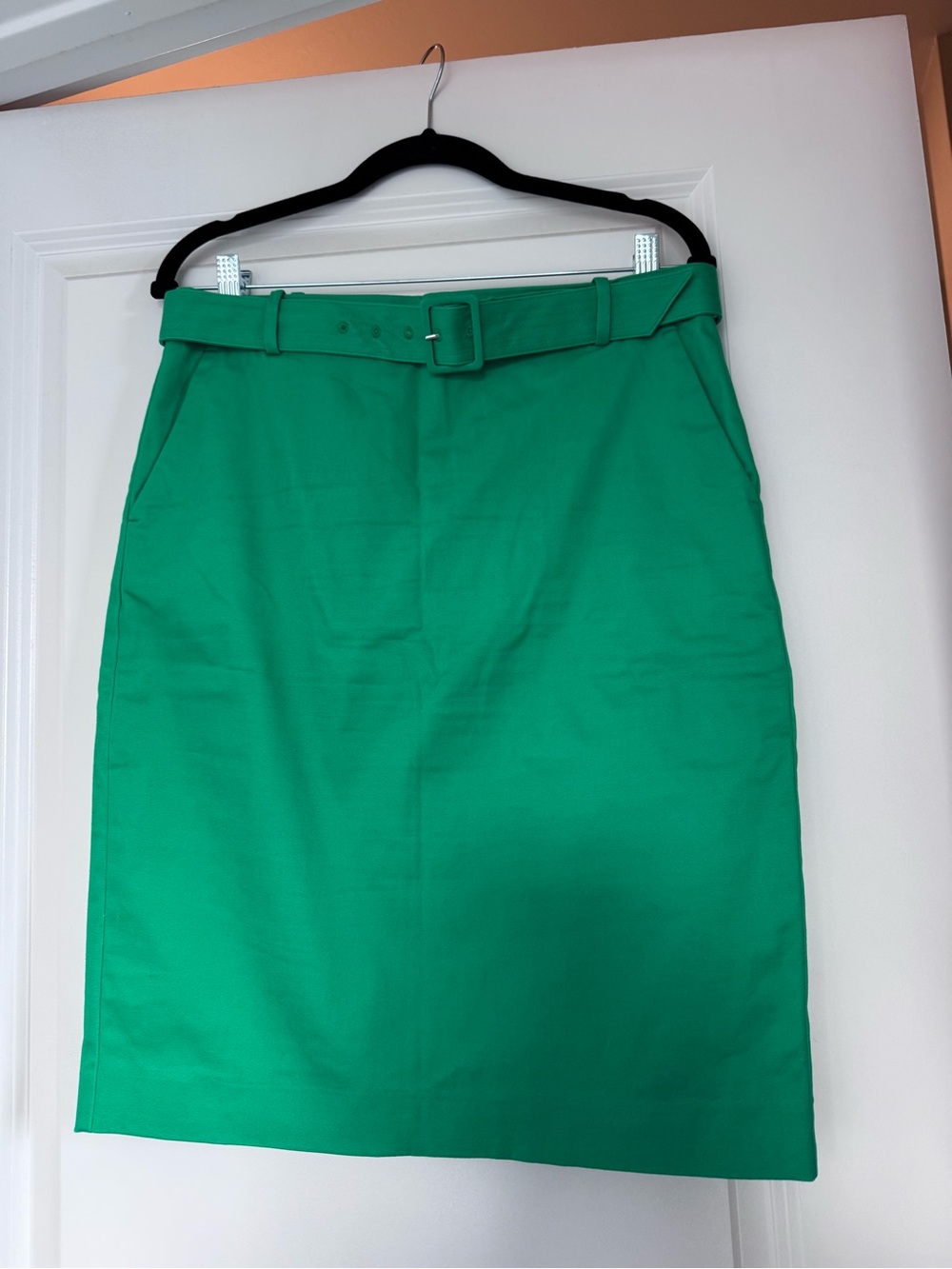 J. Crew Bright Green Belted Pencil Skirt